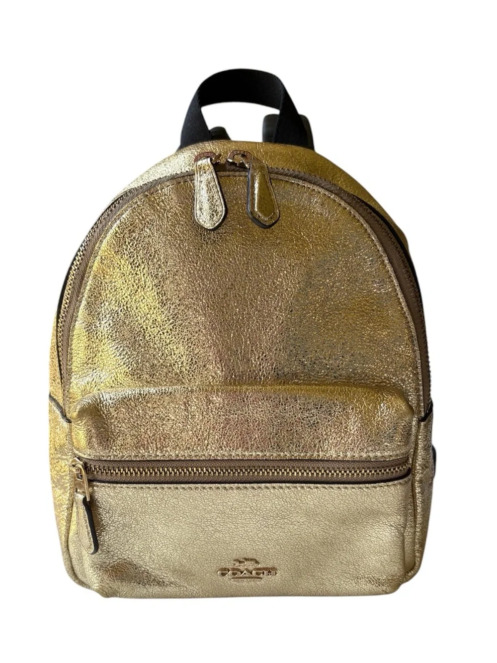 Coach Mini Charlie Backpack Gold Crinkle - Picture 2 of 11